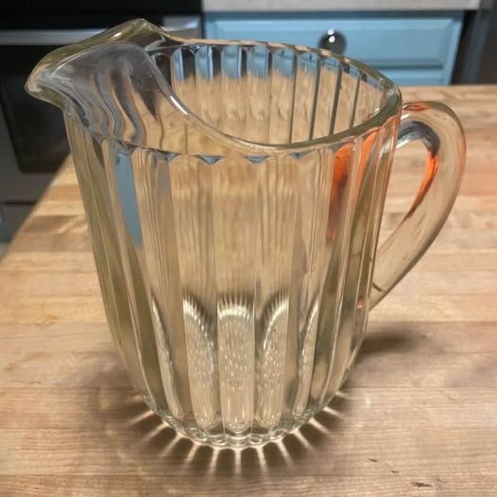 Vintage Clear Ribbed Glass Pitcher